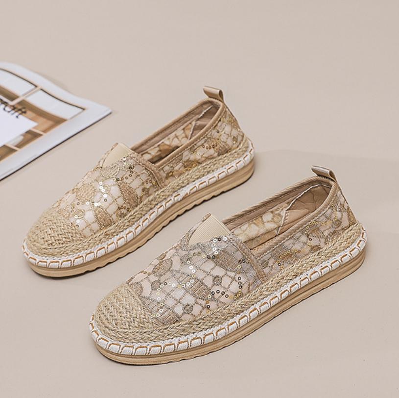 Fashion 2025 Hot Sale Breathable Mesh Lace Ballet Flats Shoes Womens Espadrilles Casual Floral Women's Loafers Zapatillas Fisherman