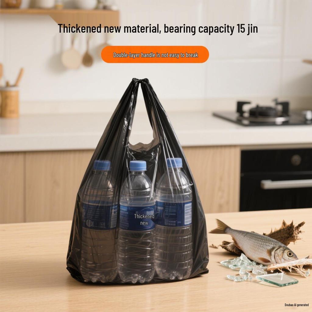 Verdikte Draagbare Zwarte Keuken Vuilniszakken - Duurzame Huishoudelijke Vuilniszakken in Veststijl