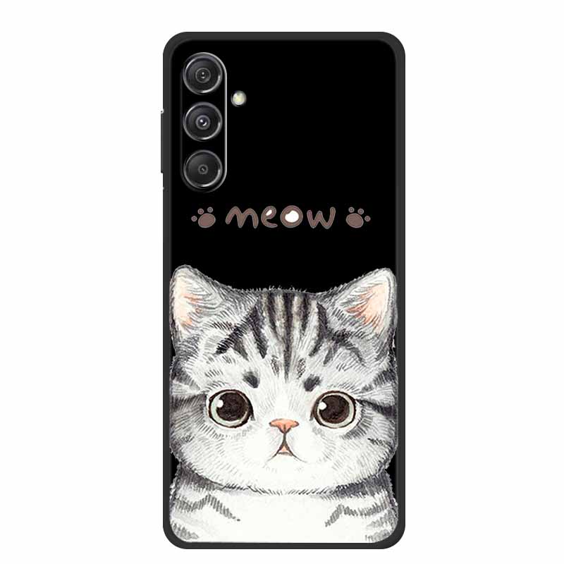 For Samsung Galaxy M36 A17 5G Case Flower Black Silicone Soft Back Cover For Samsung Galaxy S25 FE Plus Phone Case Coque Cartoon