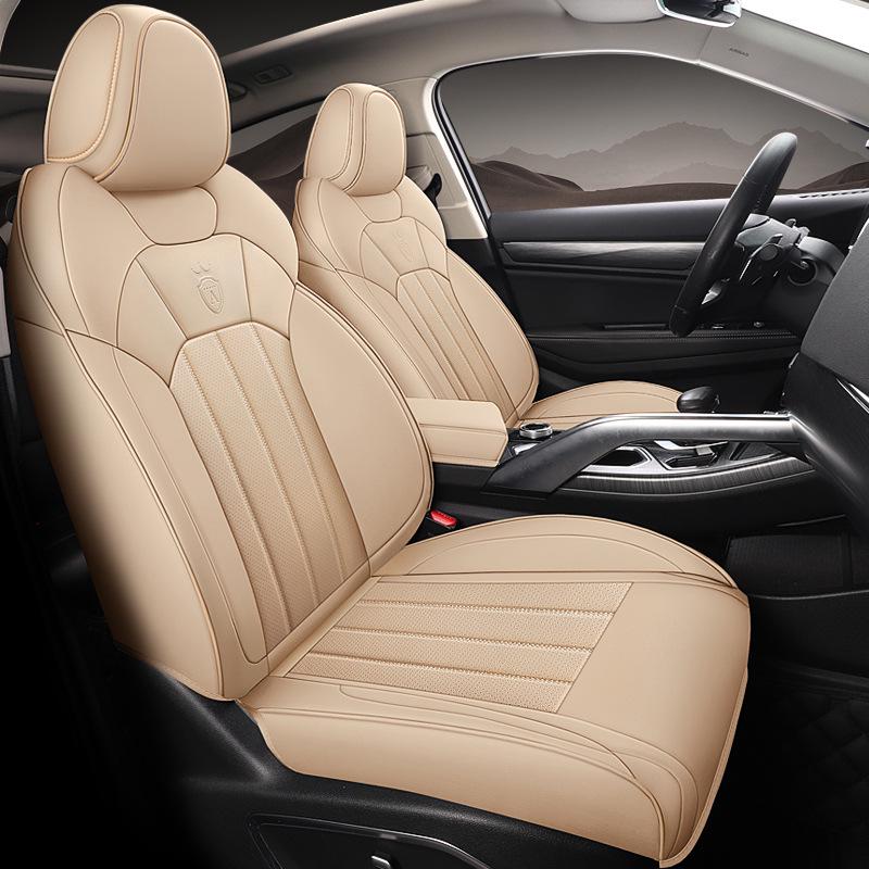 Durable, easy-clean leather steering wheel cover and seat cushion set for Geely Bin Yue.