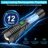 Flashlights High Lumens Rechargeable (Battery Included), 100000 Lumens XHP70.2 Super Bright LED Flashlight with Holster, Type-C, 5 Modes, Zoomable,