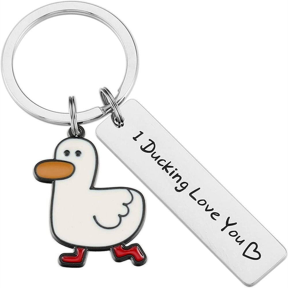 Stainless Steel Ducking Love Keyring Couples Jewelry Duck Pendant Funny Duck Keychain  Handbag