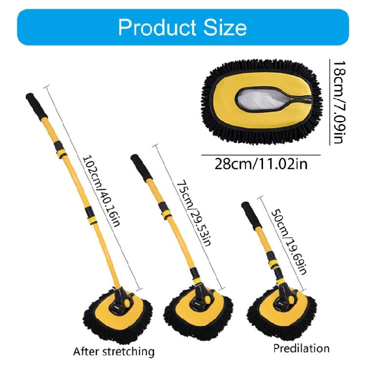 15 Degree Bend Car Cleaning Brush Car Wash Brush Chenilles Broom Telescoping Long Handle Cleaning Mop Brush
