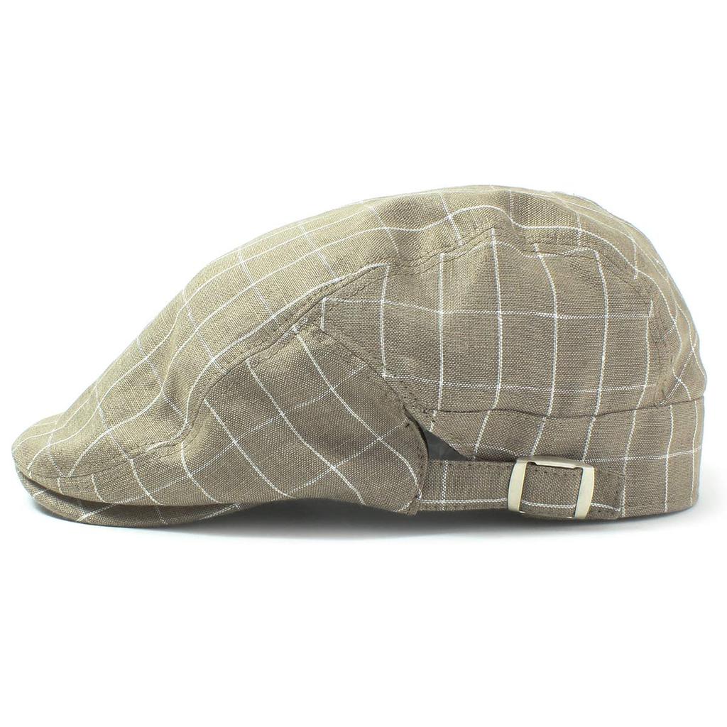 Basic Enchi Windowpane Hunting Linen British Check Hat for Women and Olive Cap, Material, Pattern, Men,