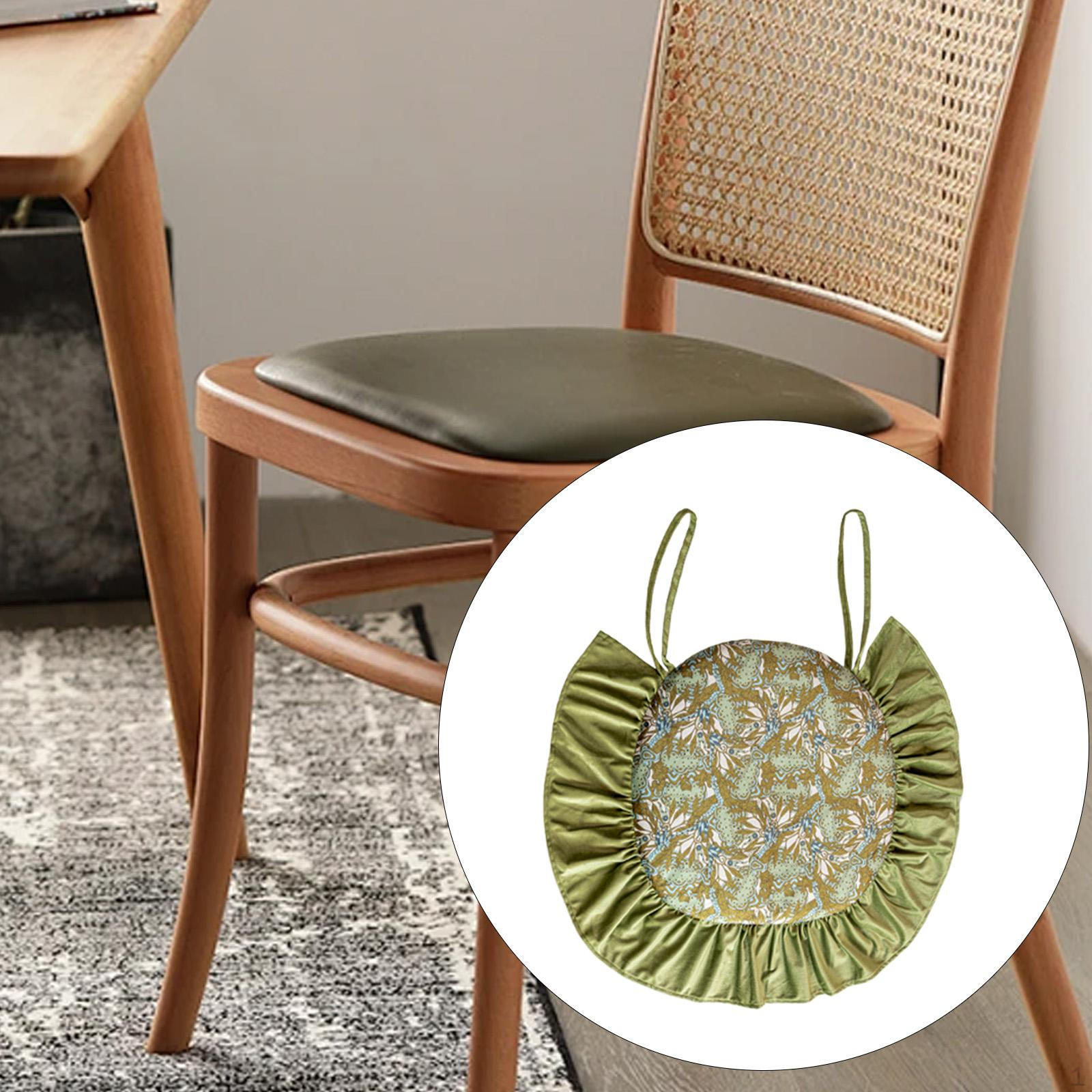 

Chair Cushion with Ties Pad Elegant for Dining Chairs Replacement Seat Ruffles