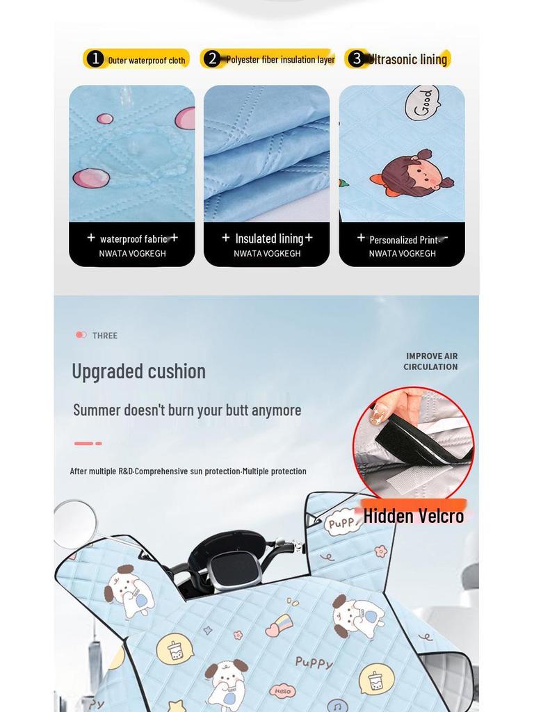 Summer Sunshade & Sun Protection EV Windshield & Handle Cover - Breathable, Oxford Cloth, Windproof for Electric Bicycles