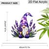 Acrylic Lavender Gnome Suncatcher, Stained Glass Effect Window Hanging Ornament for Whimsical & Floral Lover Gifts