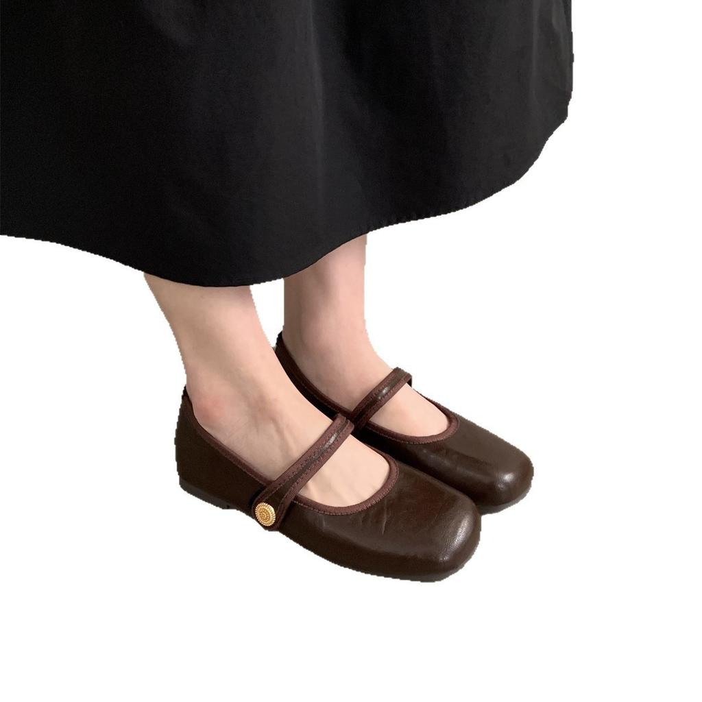Korean Version of Design Flat Shoes, Shallow Single Shoes, Small Leather Shoes, Summer Women's Shoes, French Retro Mary Jane Shoes