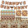 Cartoon Capybara Birthday Decorations Disposable Tableware Plates Cups Party Supplies Baby Shower Cute Capibara Tableware Set