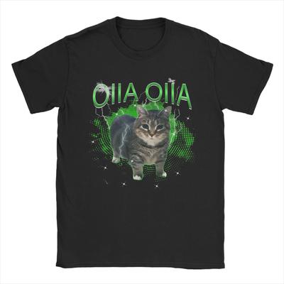 Gato Giratório OIIA OIIA Gato Meme Elétrico OIIAA Camisetas para Homens Camisetas 100% Algodão Camisetas Gola Redonda Tops de Manga Curta Presente de Aniversário