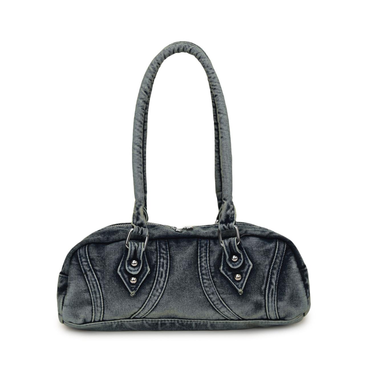 

Оптовая продажа сумок 2025 Новая Повседневная Ретро Нишевая Мода Сумка-мессенджер на плечо/подмышку из денима темно-синий