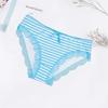 Women's Cotton Sexy Stripe Print Lace Briefs Panties Low-waist Lady Female Intimates Lingerie 6 Pcs/lot