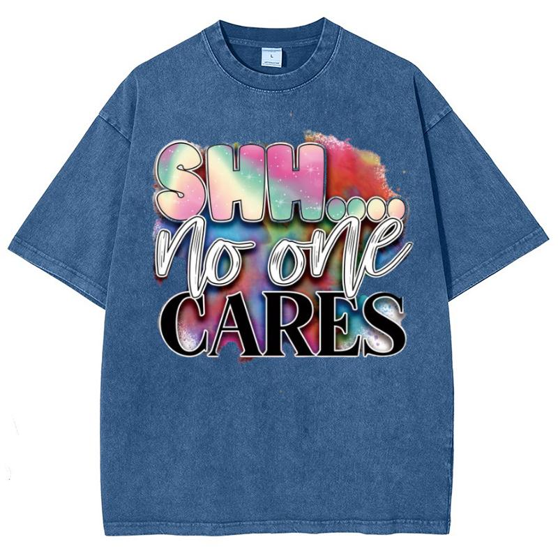 Laser color letter print ladies washed t-shirt loose oversized unisex short sleeve crew neck design teen street top