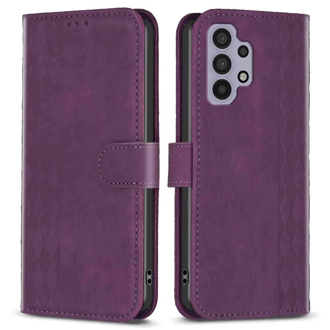 

Stand Cover for Samsung Galaxy A32 4G (EU Version) Imprinting Pattern Folio Flip Phone Case with Wallet Purple