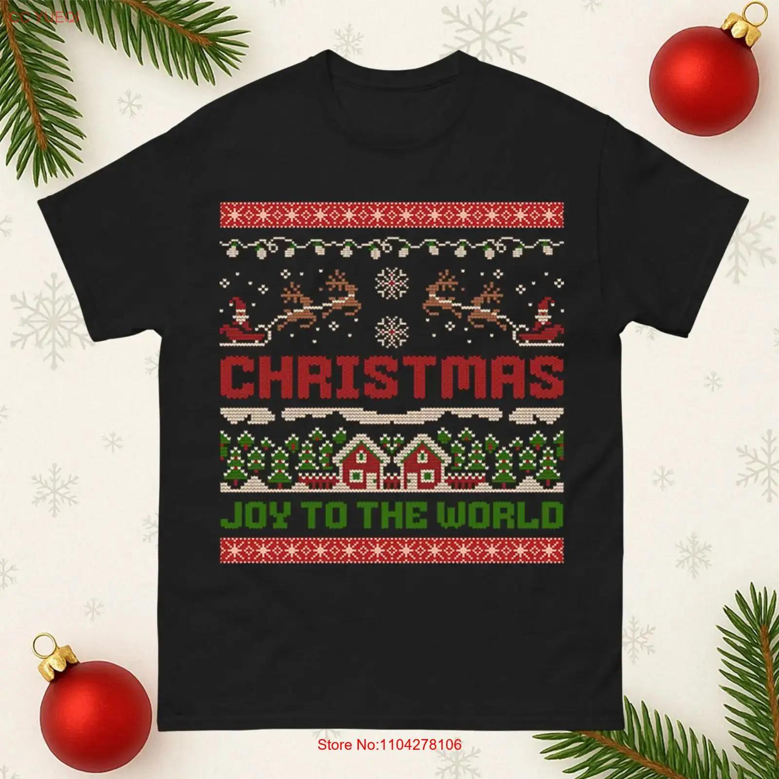 Joy To The World Christmas T Shirt Xmas Santa Claus With Reindeer vintage Washed Versatile fashion streetwear Unisex S разноцветный