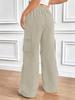 2025 Spring/Fall Elastic Waist Drawstring High-Waist Cargo Pants for Women—Loose Fit, Flap Pockets, Commuter Style.