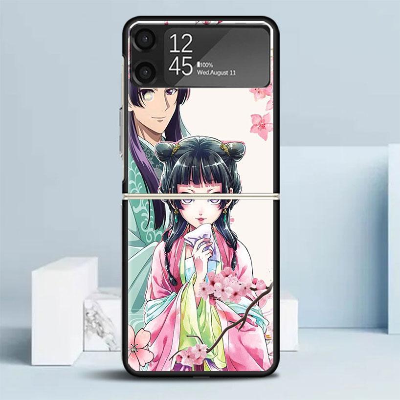 A-Apothecary D-Diaries Anime Black Cover for Samsung Galaxy Z Flip 7 6 5 4 3 5G Phone Case Flip7 Flip6 Flip5 Flip4 Flip3 Pattern