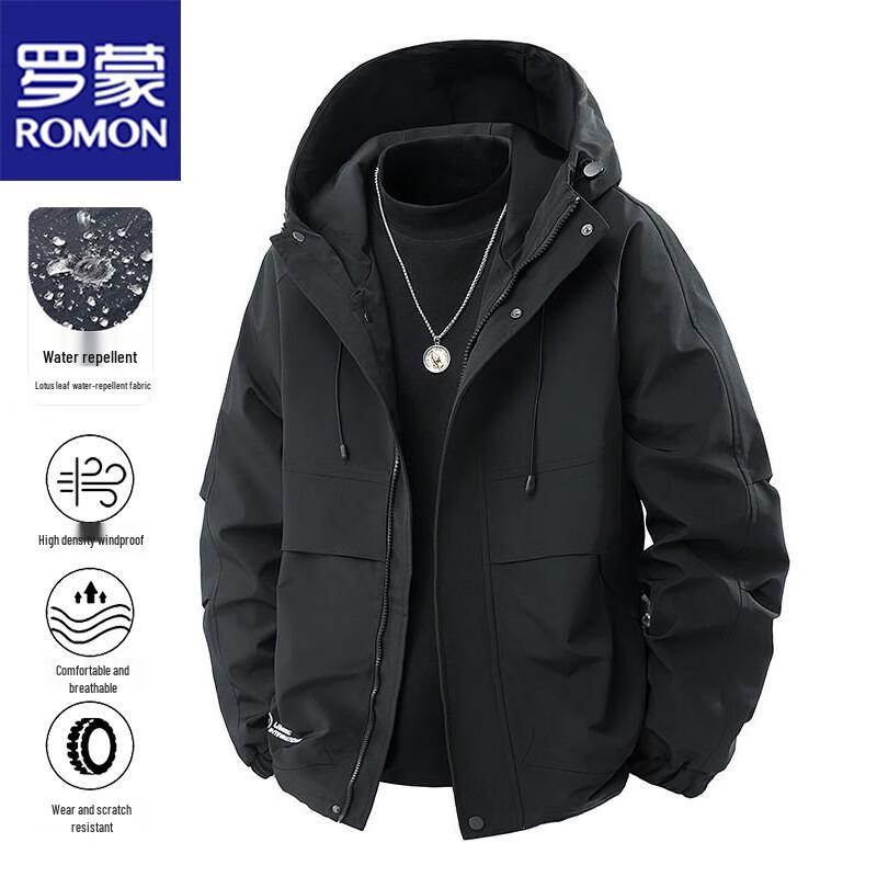 

ROMON Men s Spring/Fall Outdoor Waterproof Hooded Jacket 4XL