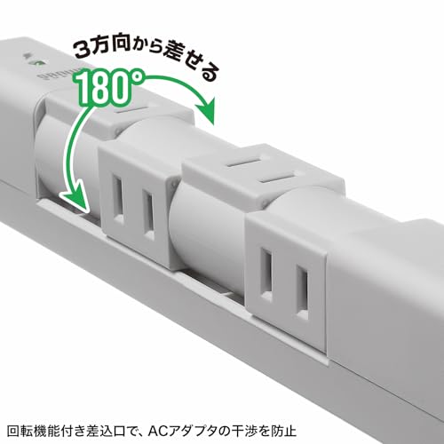 Sanwa Supply Rotating Tap (4 AC Outlets + Type-C + USB-A, 20W PD, White) TAP-B113UC-2W