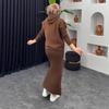 Autumn 2025 European & American Knit Hooded Sweater Dress with Pockets