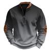 Men's Casual, Trendy, Retro Gradient Printed Round-neck Long-sleeved Half-pull One-piece Sweatshirt
