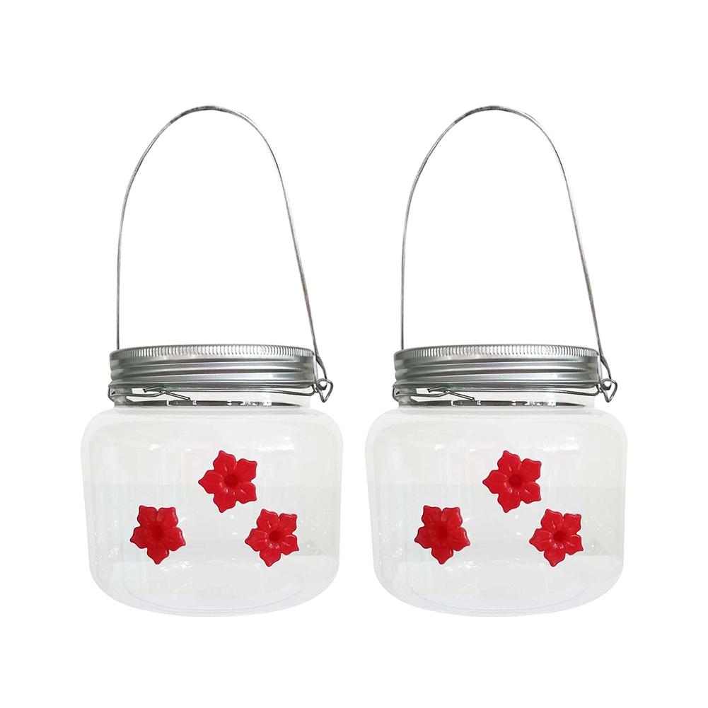 Garden Hanging Hummingbird Feeder with 3 Feeding Ports Clear Window Plastic Bird Feeder for Outdoor Balcony Use