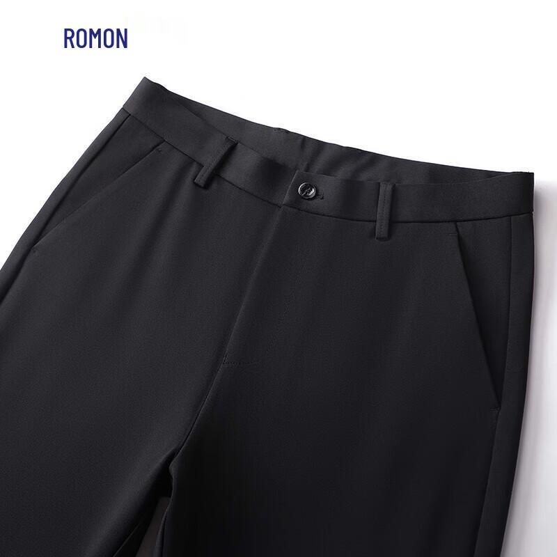 Romain Men's Straight Fit Elastic Anti-Wrinkle Casual Trousers