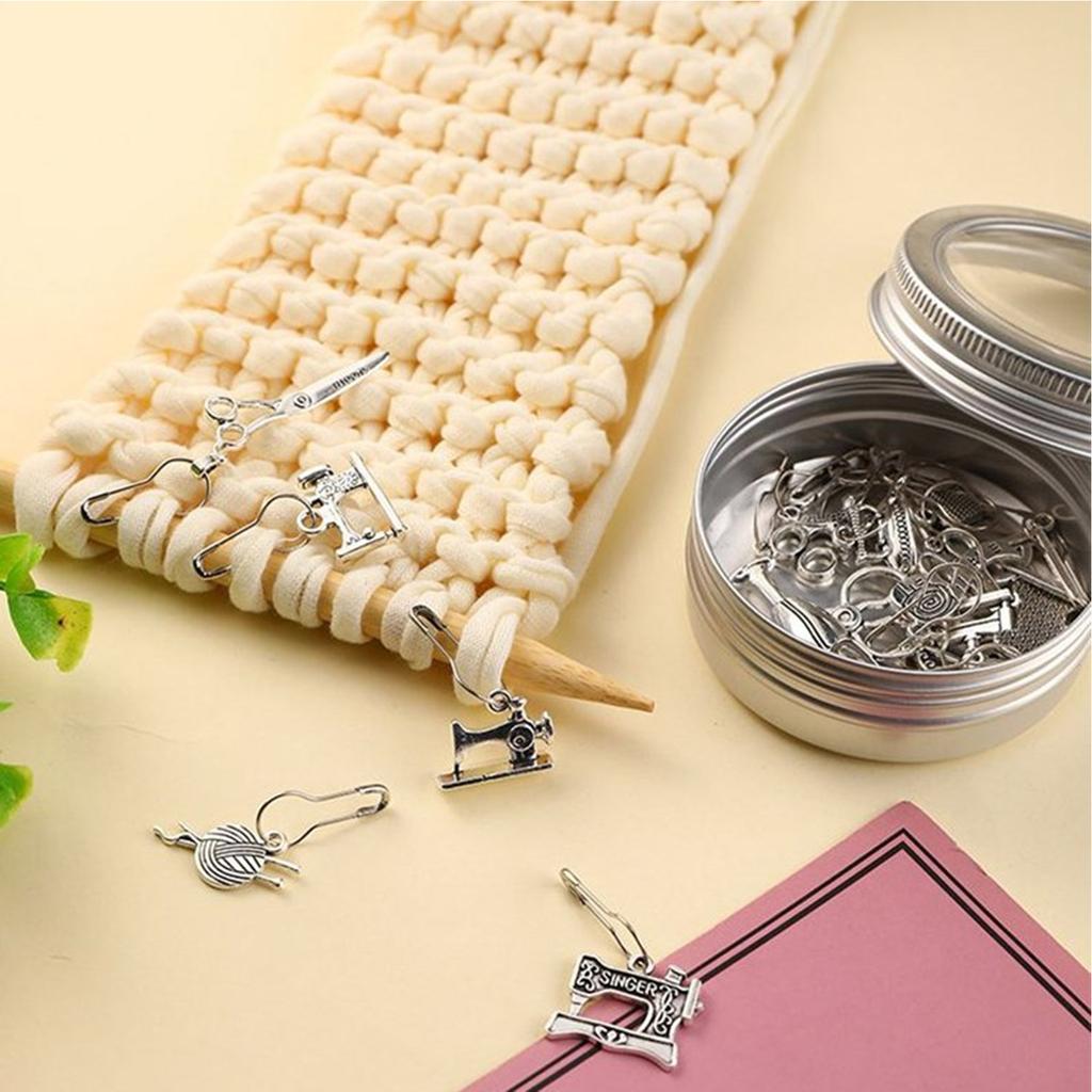 21Pcs Vintage Knitting Marker Charm Safe Pin Crochet Stiching Marker Sweater Shawl Cardigan Brooch Pin Charm Decoration