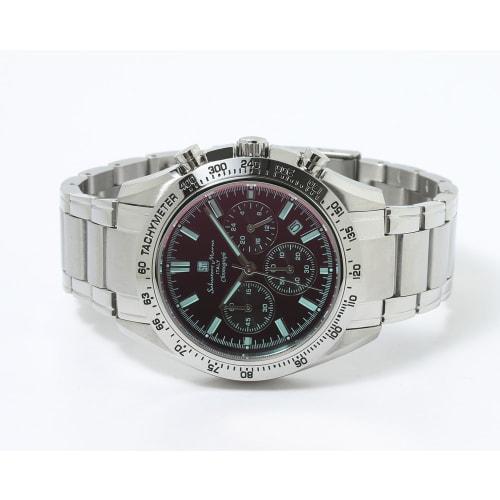 Salvatore Marra Men's Chronograph Watch, Business Analog Quartz Movement, Waterproof, Colored Glass, Black, BKSV