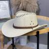 Summer Western Cowboy Straw Hat for Men Women Solid Color Wide Brim Sunshade Hats British Mountaineering Hiking Panama Caps