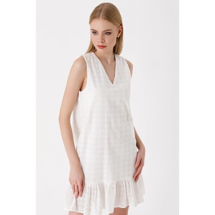 Robe Fluide sans Manche - Blanc - Femme - Adulte
