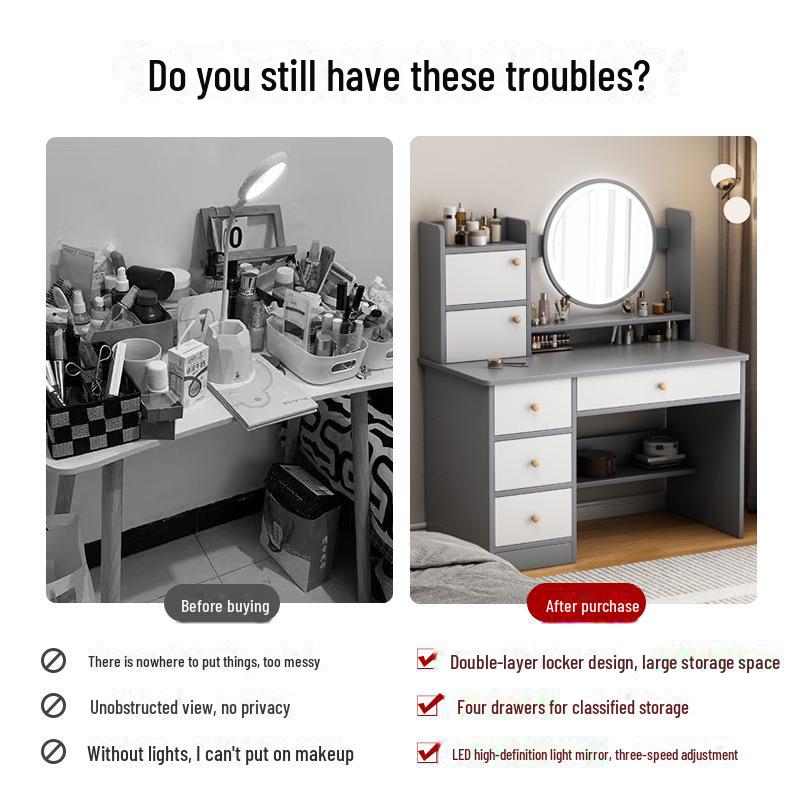 Modern Large Capacity Makeup Vanity with Storage for Bedroom