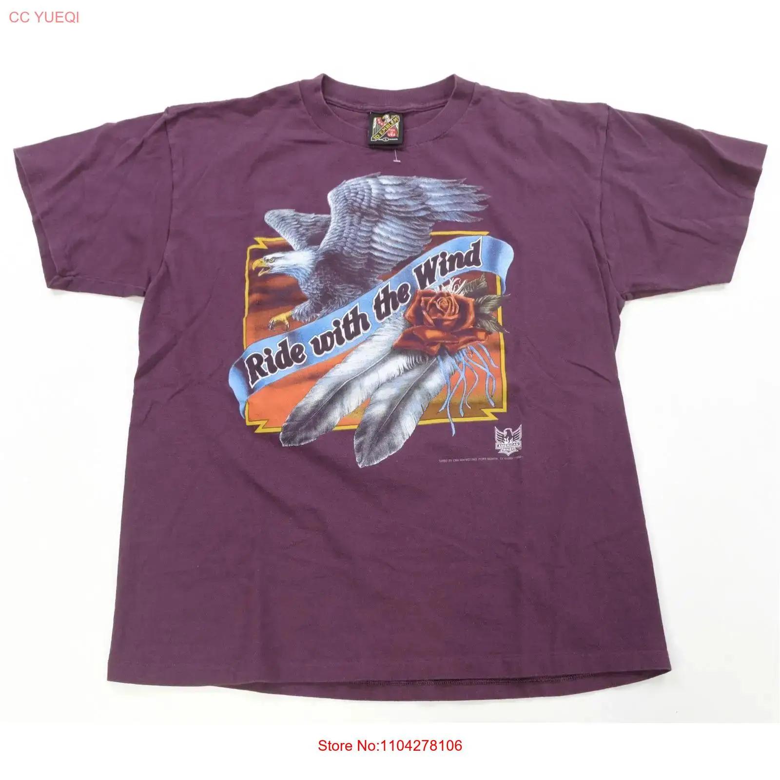 

Rare VTG 3D EMBLEM American Biker Ride with the Wind 1993 Eagle T Shirt 90s SZ L vintage Washed Stretched Slightly Breathable 5XL різнокольоровий