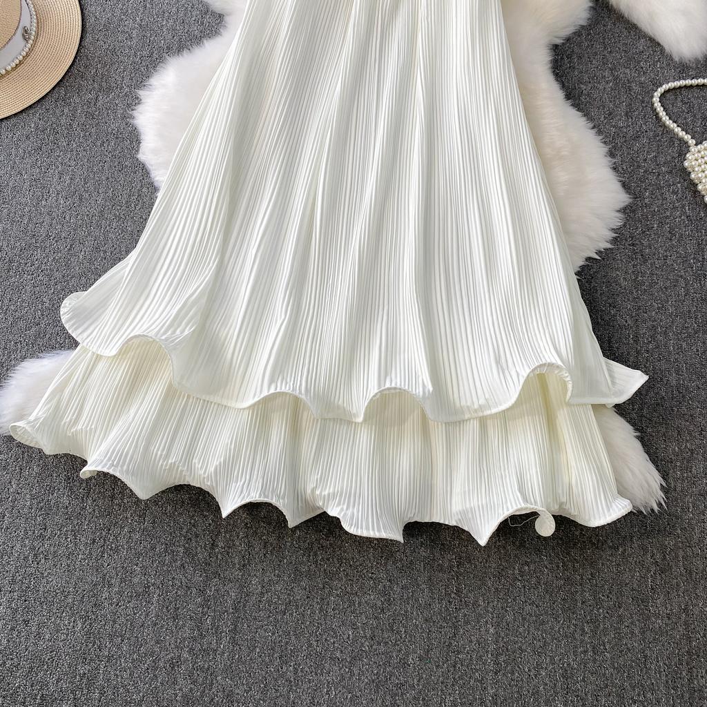 Seaside Vacation Style Sexy Backless Neck Sling Dress Women's Clothing Summer Loose and Thin Fluffy Cake Skirt