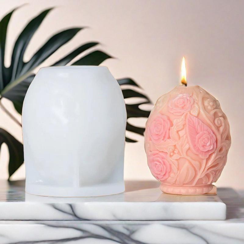 Easter Rose Relief Candle Silicone Mold DIY Jesus Cross Egg Shaped Aromatherapy Wax Resin Mold Chocolate Baking Tool Decor Gifts