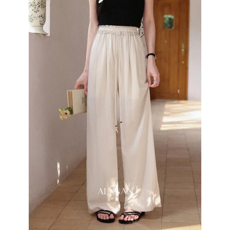 Women s Apricot Loose Wide-Leg Casual Pants L абрикосовый