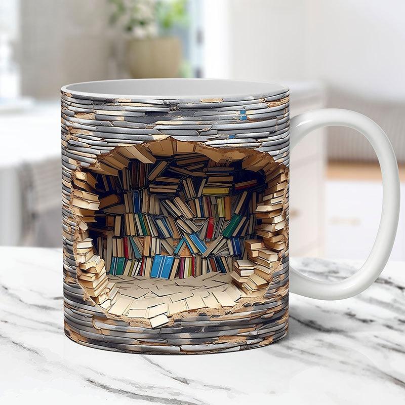 Keramik 3D Bücherregal Tasse Kreatives Raumdesign