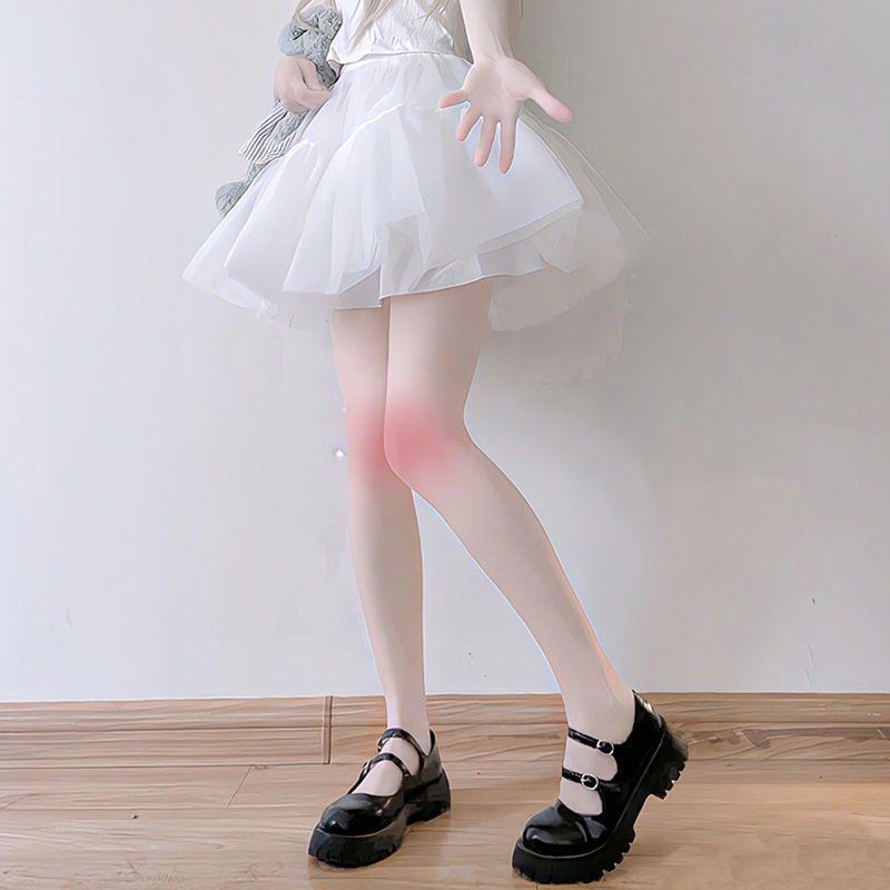 0D Summer Sheer Anti-Snag Lolita Knee-High Stockings with Blue Butterfly Design