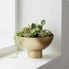 Metal Planter with Pedestal Gold Table Centerpiece Modern for Indoor, Windowsill