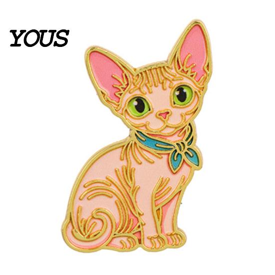 Clothes Accessory Enamel Bow Tie Cat Brooch, Cartoon Kitten Metal Badge Theme Brooch Pin, Hats Bags Scarves Decorative Shape Accessories