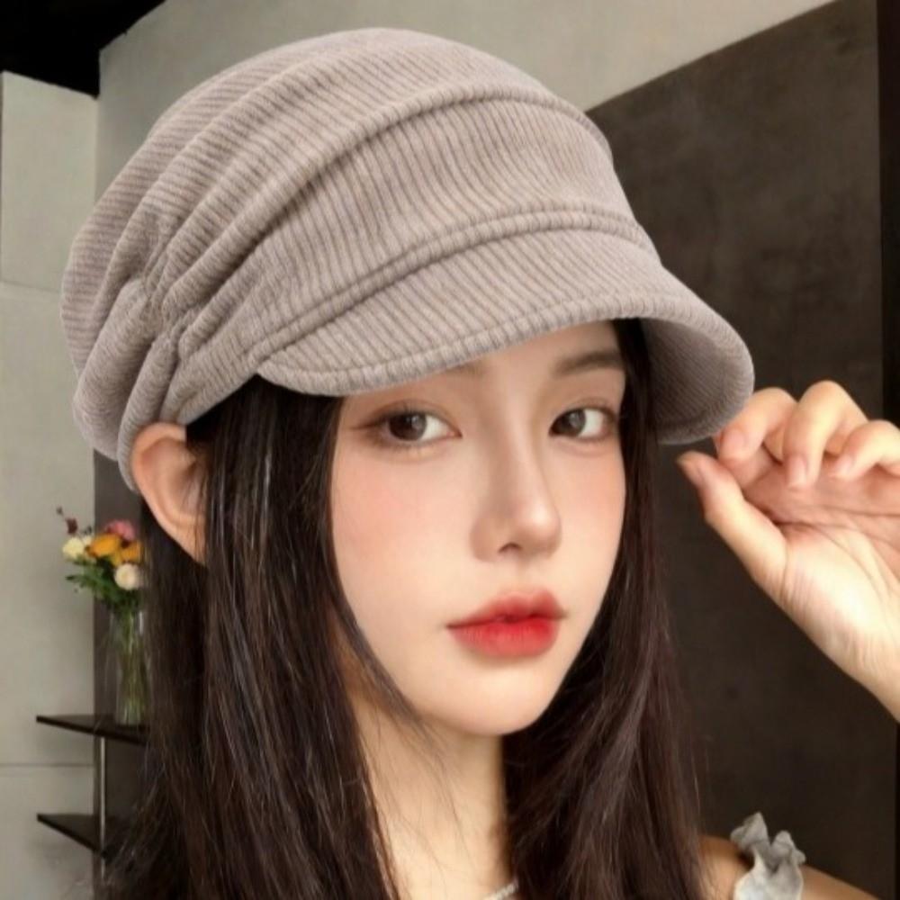 Skin Friendly Corduroy Slouchy Hat Soft Warm Hat Versatile Visor Cap  Vaction