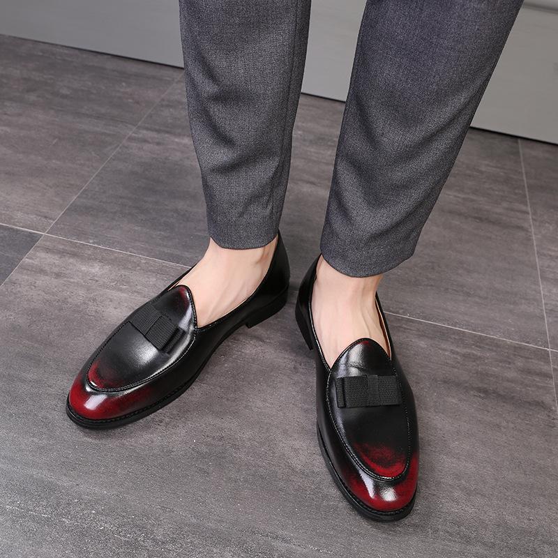 

Men s Casual Leather Shoes with Bowknot Trendy Party Wedding Shoe Mens Driving Flats Men Moccasins Loafers EUR Sizes 38-48 48 вина червоного кольору