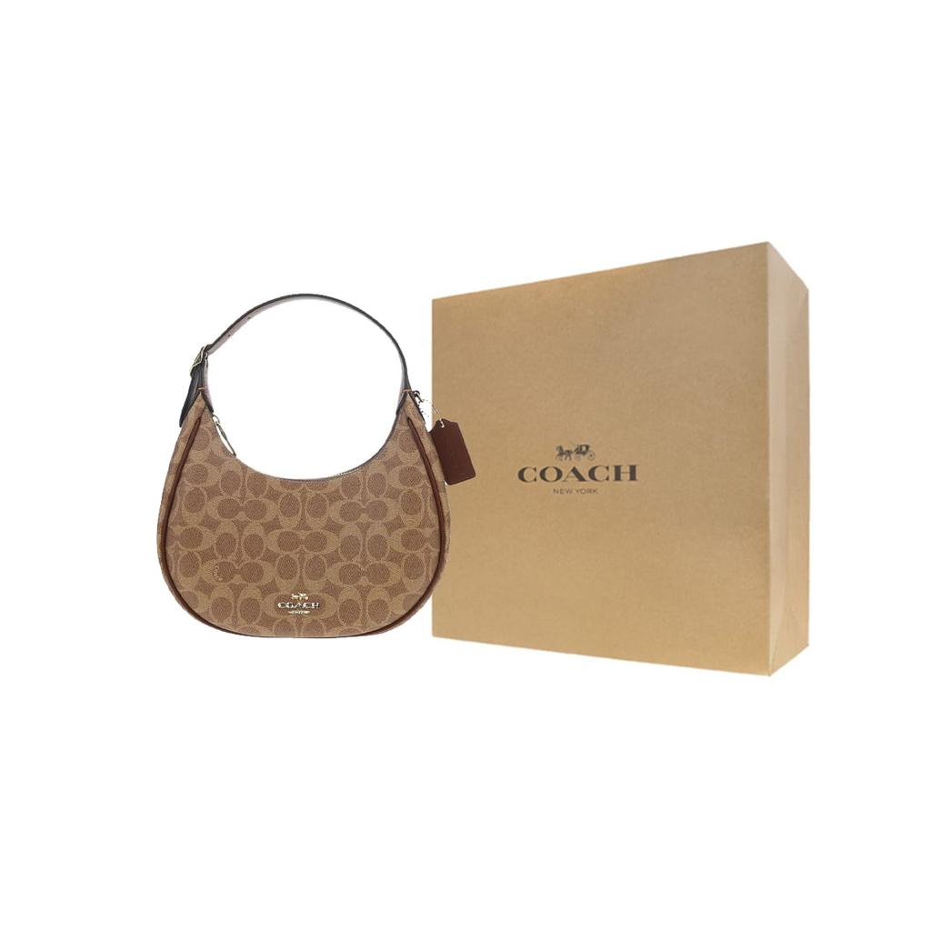 Coach Coated Canvas With Smooth Leather Crescent Bag Shoulder Bag Medium Women's Brown CDX17-IMXHE