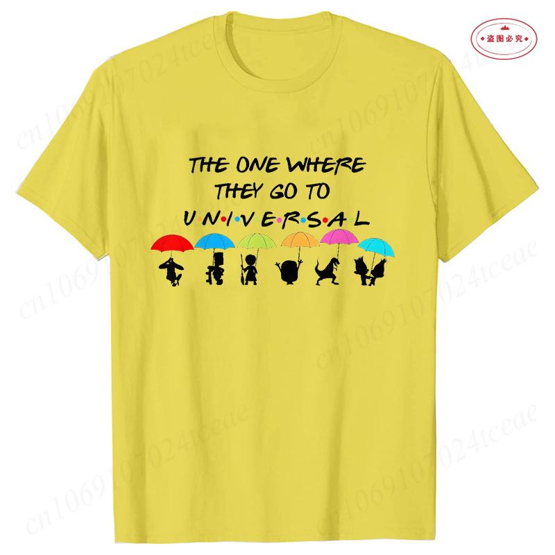 The One Where They Go To Universal T-Shirt for Women Clothing Friends Family Matching Party Tees Funny Umbrella Graphic Tops