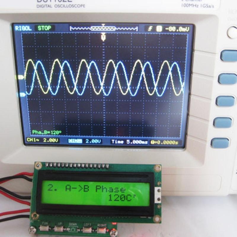 Three Phase Sine Signal Generator with Adjustable Phase From 0 to 360 Degrees, 0.1 to 2000Hz Built-in Frequency Meter