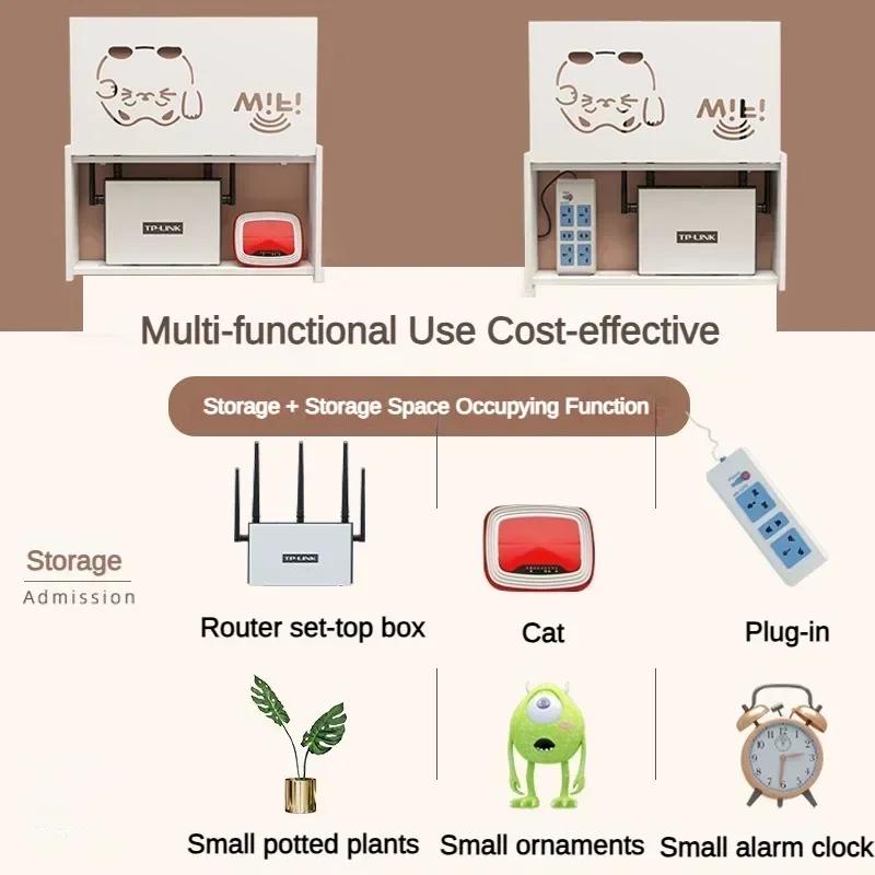 Bezprzewodowy router montowany na ścianie Półka Pudełko do przechowywania WiFi montowane na ścianie Dekoracja ścienna do salonu Uchwyt zasilający Kabel Organizer Pudełko