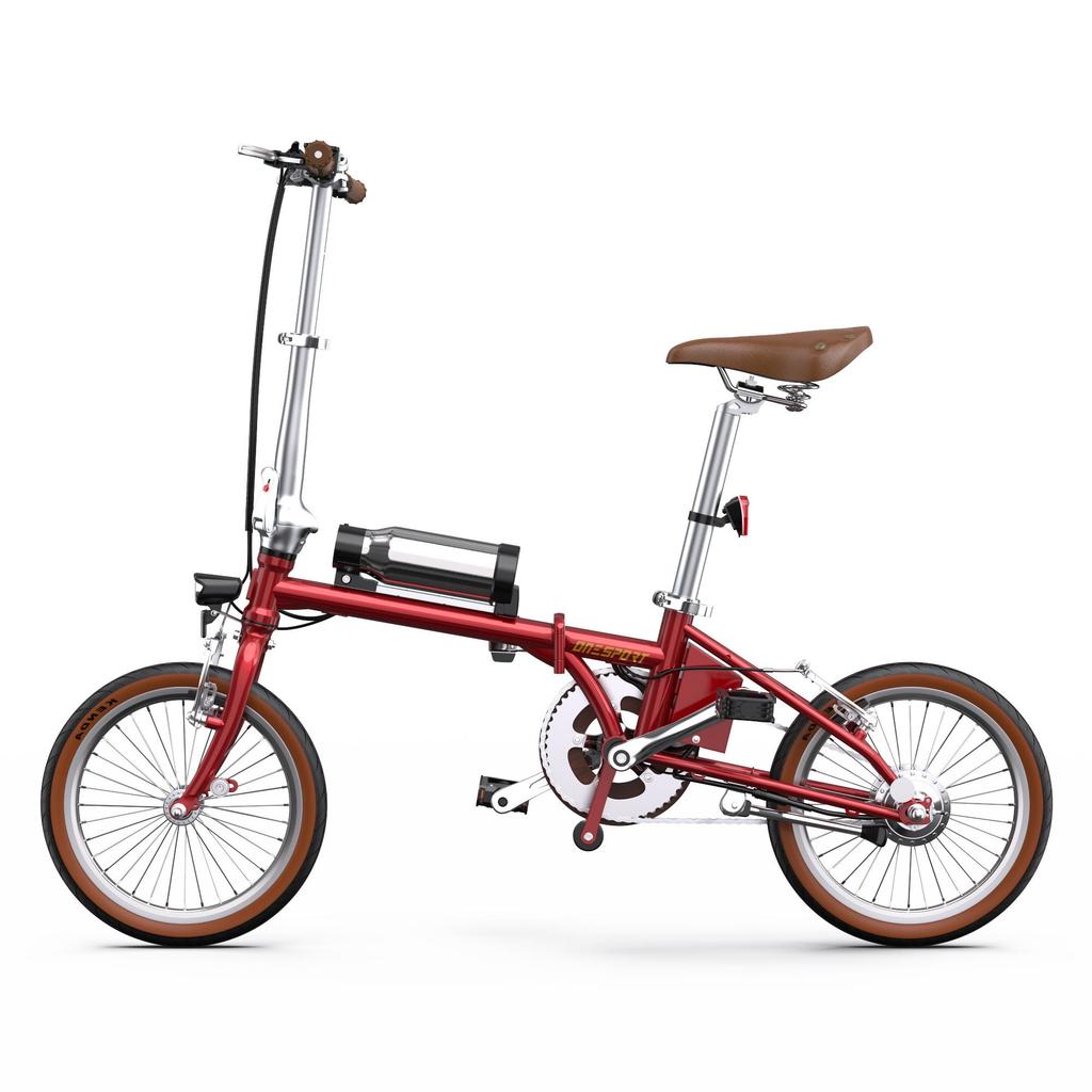 Bicicletta elettrica ONESPORT OT02 da 16 pollici con batteria da 36V 5.2AH, motore da 250W, velocità massima 25 km/h, pieghevole