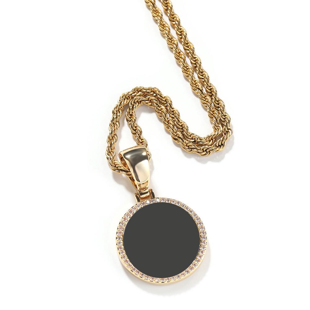 Круглый фото кулон с бриллиантом DIY креативная рамка для фото на память медаль кулон ожерелье