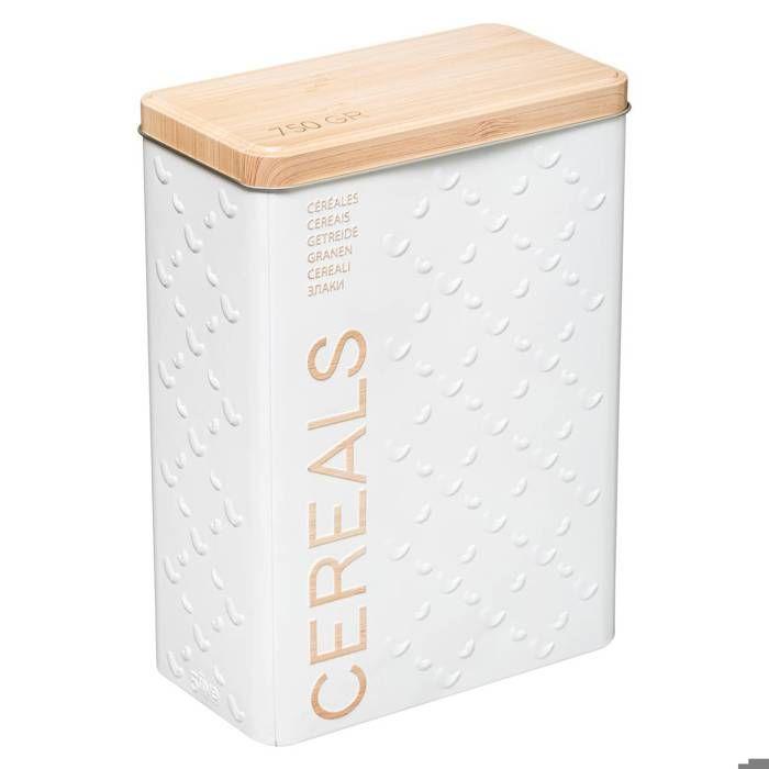 5five - boîte à céréales 750g métal "scandinave nature" blanc