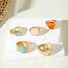 5pcs/7pcs Irregular Chunky Smooth Rings Stackable Retro Metal Ring Opening Rings Set  Female Jewelry